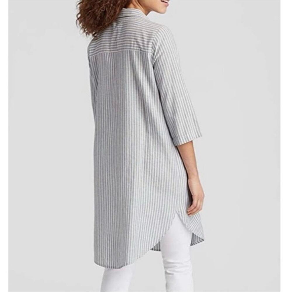 Eileen Fisher Chambray Hemp Striped
Shirt Dress Tunic Sz M blue white - Picture 4 of 11